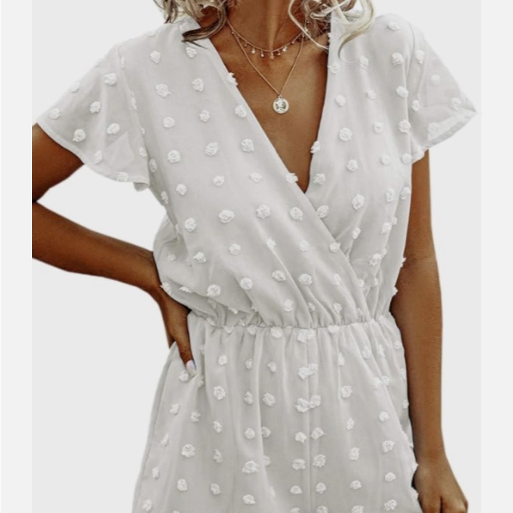 Elegant White Polka Dot Dress